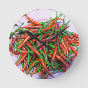 Vogelaugen-Chili-Paprikaschoten Runde Wanduhr