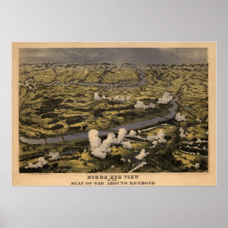 Vogelaugen Schauplatz des Krieges rund um Richmond Poster
