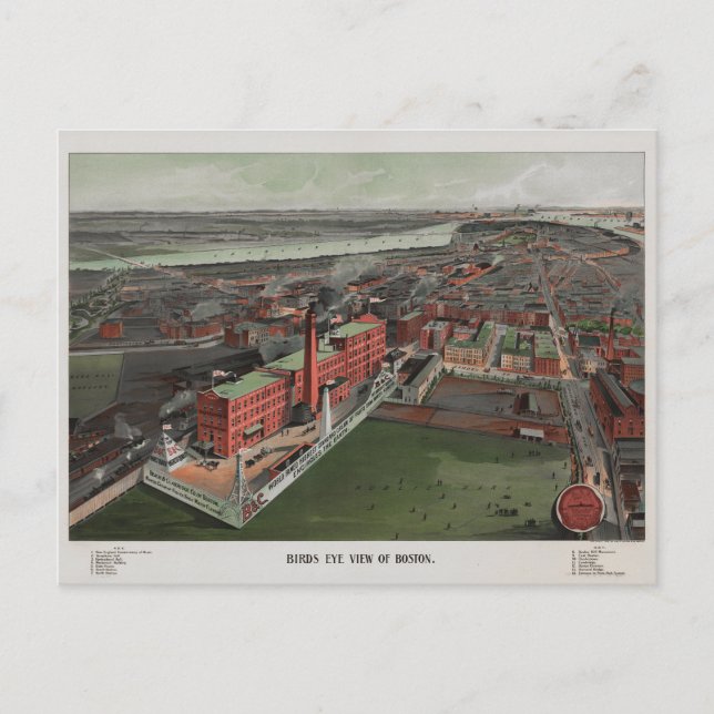 Vogelaugenblick in Boston Postkarte (Vorderseite)