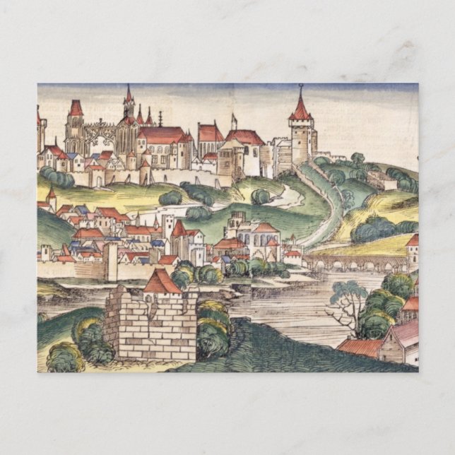 Vogelaugenblick in Prag aus der Nürnberger Chronik Postkarte (Vorderseite)