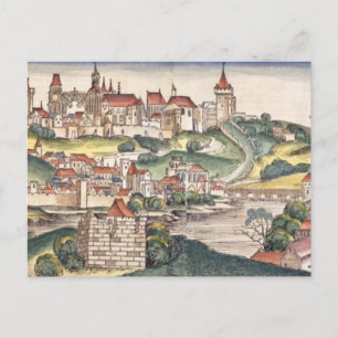 Vogelaugenblick in Prag aus der Nürnberger Chronik Postkarte