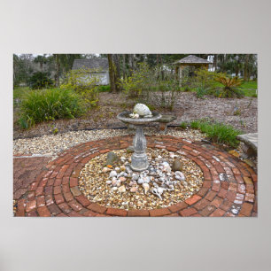 Vogelbad im Orman-Haus, Apalachicola, Florida Poster