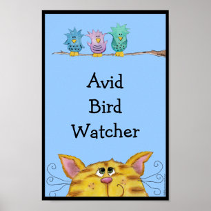 Vogelbeobachter-Katzen-Beobachtungen Vögel oben Poster
