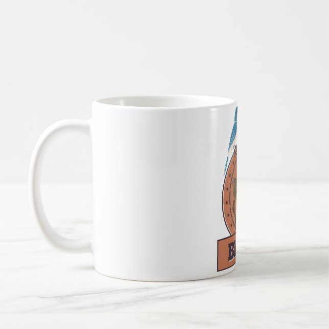 Vogelbeobachter-Vogel mit Logo für Binos Kaffeetasse (Links)