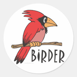 Vogelbeobachter von Kardinälen, Ornithologie, Voge Runder Aufkleber