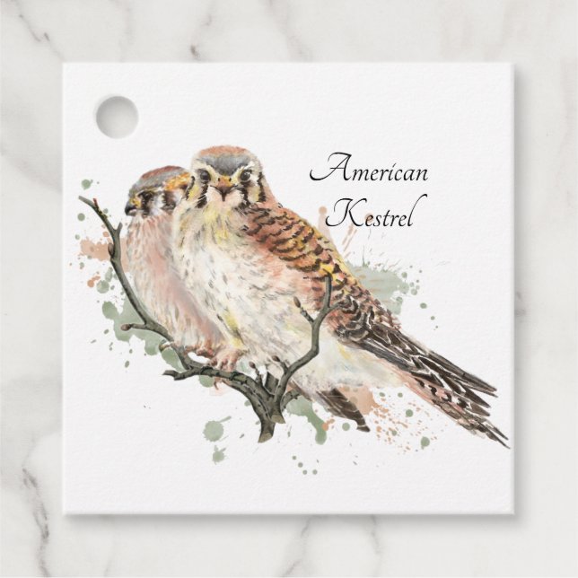 Vogelbeobachtung Wasserfarben Geschenkanhänger (Vorderseite)