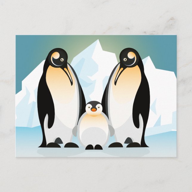 Vogelbild - Die Pinguinfamilie Postcard Postkarte (Vorderseite)