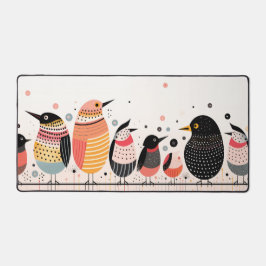 Vogelbild mit Punkten und Streifen Schreibtischunterlage