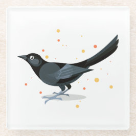 Vogelbild - Schwarzer Vogel Glasuntersetzer