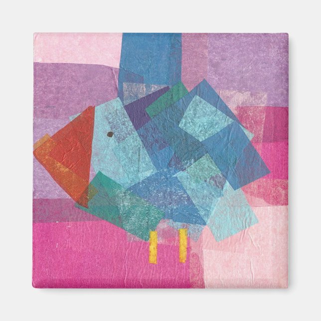 Vogelblau auf Rosa Magnet (Vorne)