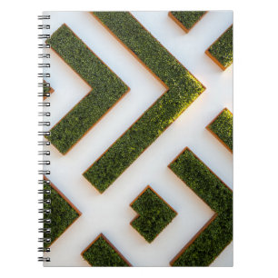 Vogelblick auf den Labyrinth-Garten Notizblock