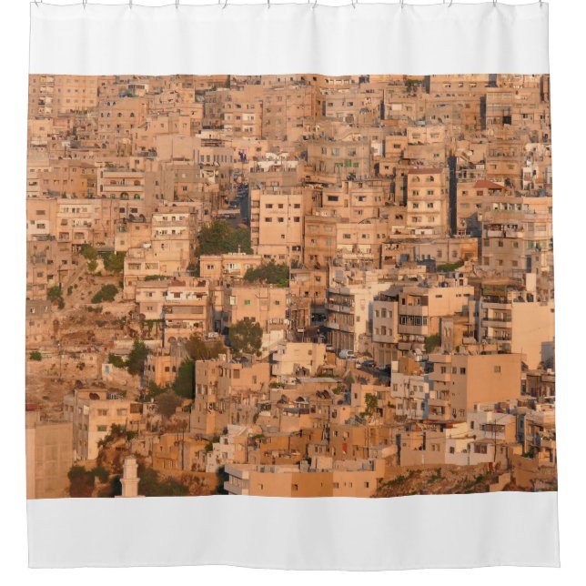 Vogelblick auf die arabische Stadt. Amman. Jordani Duschvorhang (Vorderseite)