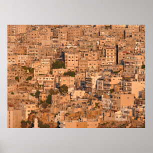 Vogelblick auf die arabische Stadt. Amman. Jordani Poster