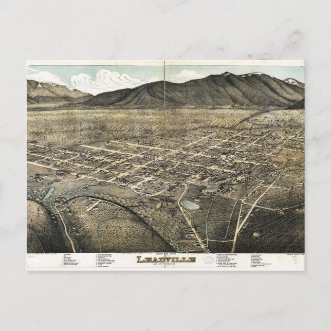 Vogelblick auf Leadville, Colorado (1879) Postkarte (Vorderseite)