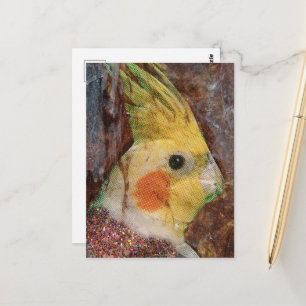 Vogelcollage Postkarte