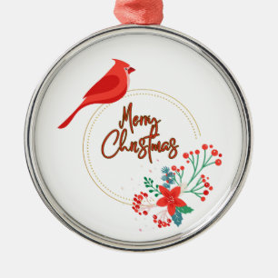 Vogeldesign mit Blume Premium Rundschmuck Ornament Aus Metall