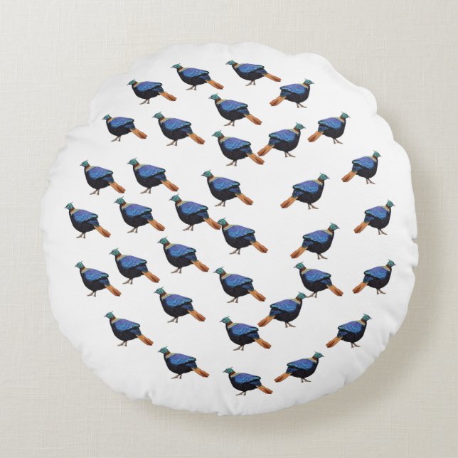 Vogeldesign Rundes Kissen (Vorderseite)