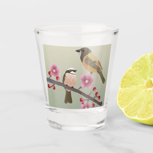 Vogeldesign Schnapsglas (Vorderseite)