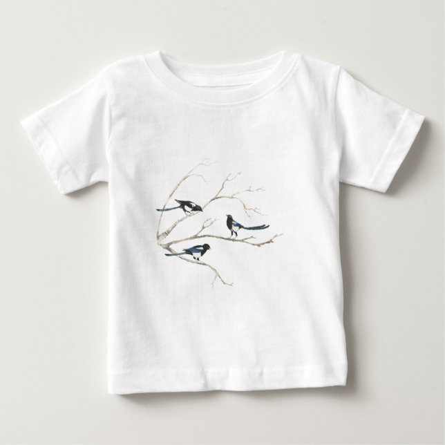 Vogelfamilie Magpie Baby T-shirt (Vorderseite)