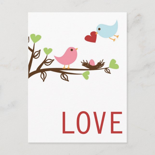 Vogelfamilie mit Herz Postkarte (Vorderseite)