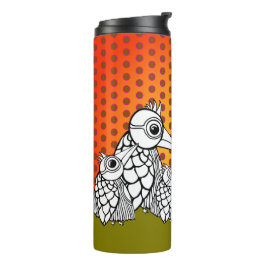 Vogelfamilie & Polka Dots Thermosbecher