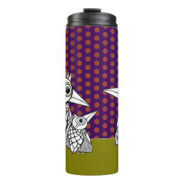 Vogelfamilie & Polka Dots Thermosbecher