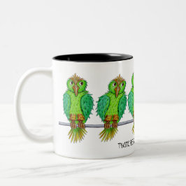 Vogelfanatiker-Tasse, Name kann hinzugefügt werden Zweifarbige Tasse