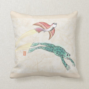 Vogelfänger und Frosch 16"x16" Kissen