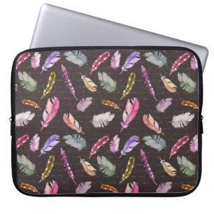 Vogelfedern und handgeschriebene Notiz. Aquarellme Laptopschutzhülle