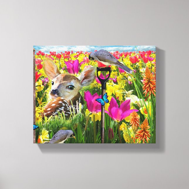 Vogelfeld von Blume Leinwanddruck (Vorderseite)