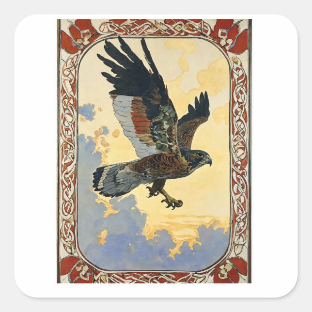 Vogelflug Quadratischer Aufkleber (Vorderseite)