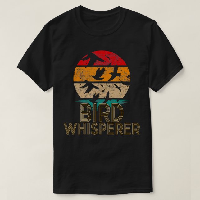 Vogelflüster-Retro-Vintage Vogelbeobachtung T-Shirt (Design vorne)