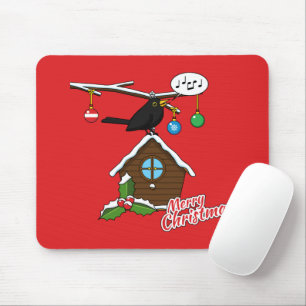 Vogelfreundliches Haus Frohe Weihnachten Mousepad