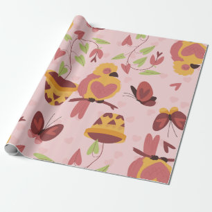 Vogelherz Liebe Schmetterlinge Liebesvalente Geschenkpapier