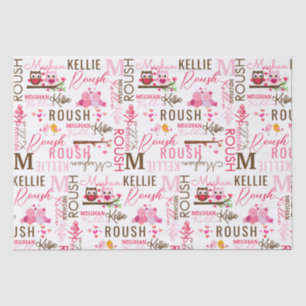 Vogelhüllen mit Namen und Monogramm-Collage lieben Seidenpapier