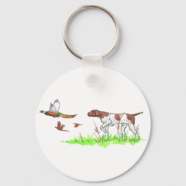Vogelhund und Fasane Schlüsselanhänger (Vorderseite)