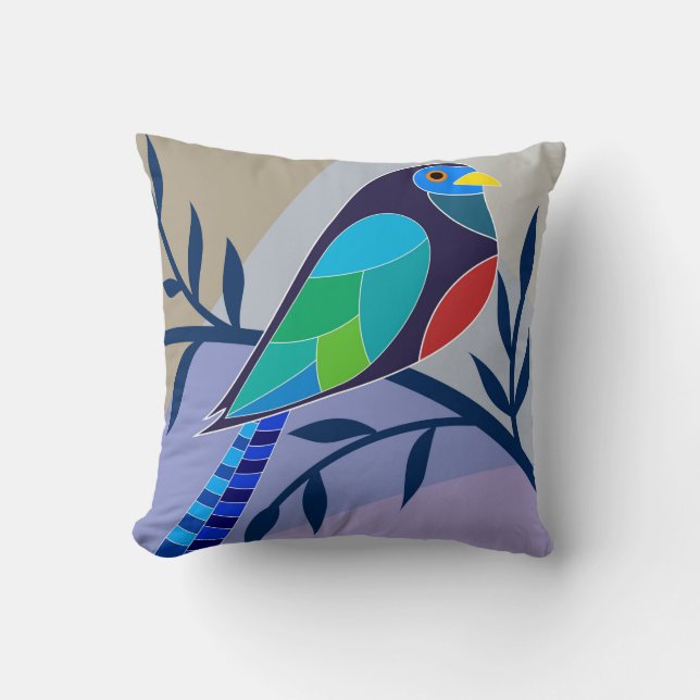 Vogelillustration dekoratives Pillow Kissen (Vorderseite)