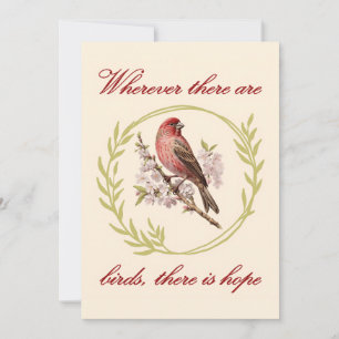Vogelinspirierender Spruch, Vogelblumenkranz Dankeskarte