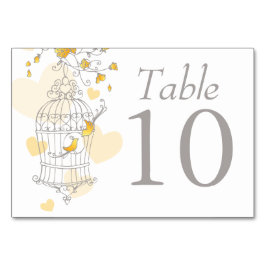Vogelkäfig, graugelbe Tischnummern