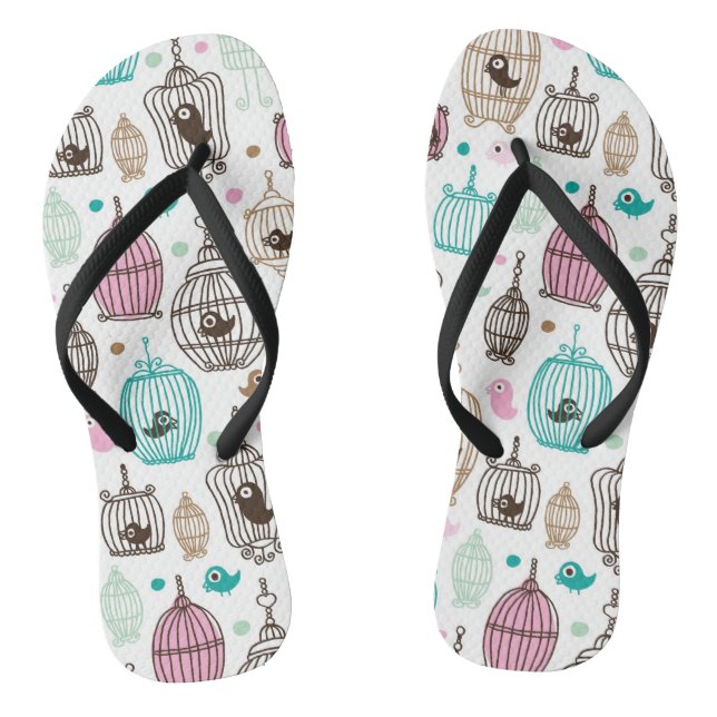 Vogelkäfig Liebe Kinder Hintergrundmuster Flip Flops (Fußbett)
