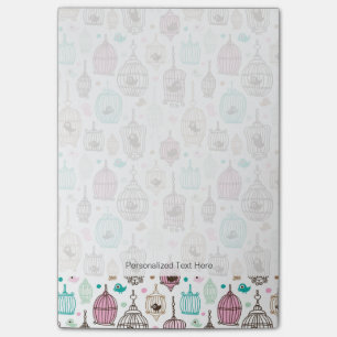 Vogelkäfig-Liebe Kinderhintergrund Post-it Klebezettel