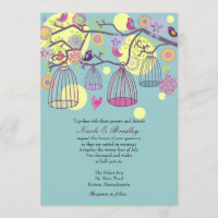 Vogelkäfig-Liebesvögel Einladung Hochzeit