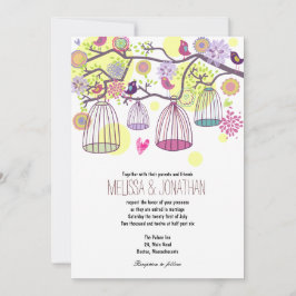 Vogelkäfig-Liebesvögel Einladung Hochzeit