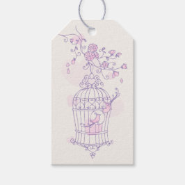 Vogelkäfig lila rosa Gastgeschenk Hochzeit Geschenkanhänger