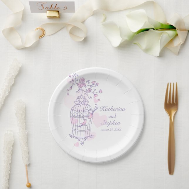 Vogelkäfig Rosa Papiertafel Pappteller (Hochzeit)