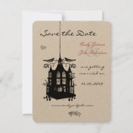 Vogelkäfig Rosa und Schwarze Hochzeit Sichern Sie  Save The Date