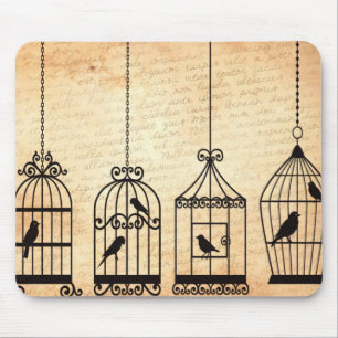 Vogelkäfig-Silhouetten Mousepad