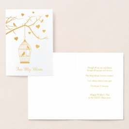 Vogelkäfig und Muttertag im Herzen Folienkarte