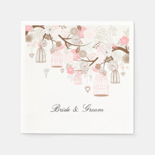 Vogelkäfige und Blume Serviette