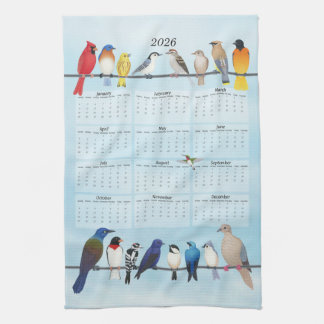 Vogelkalender 2026 geschirrtuch